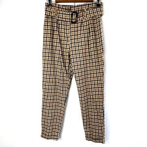 Women's Checkered Pegged Belted Dress Pants Size‎ S